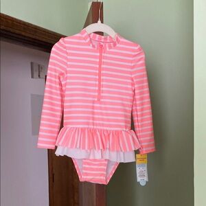 Pink Striped Kids Swimwear